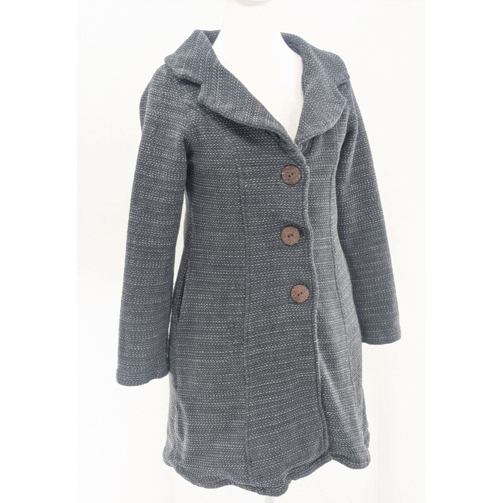 Avatar Vintage 90s Tweed Long Button Up Gray Peacoat Size JR's Extra Small